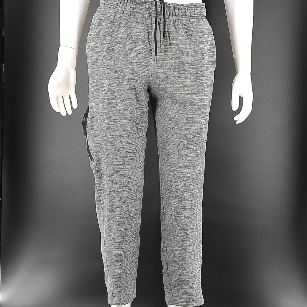 Reebok Mens Gray Heathered Tapered Jogger Sweatpants Cargo Pocket Small